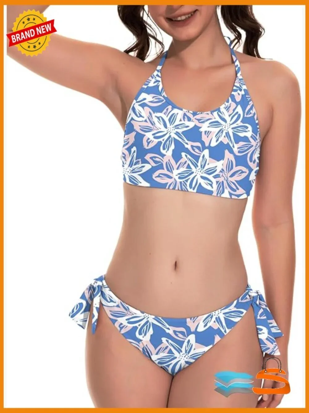 Medium Halter Bikini Set with Removable Padding, UPF 50+ Swimwear
